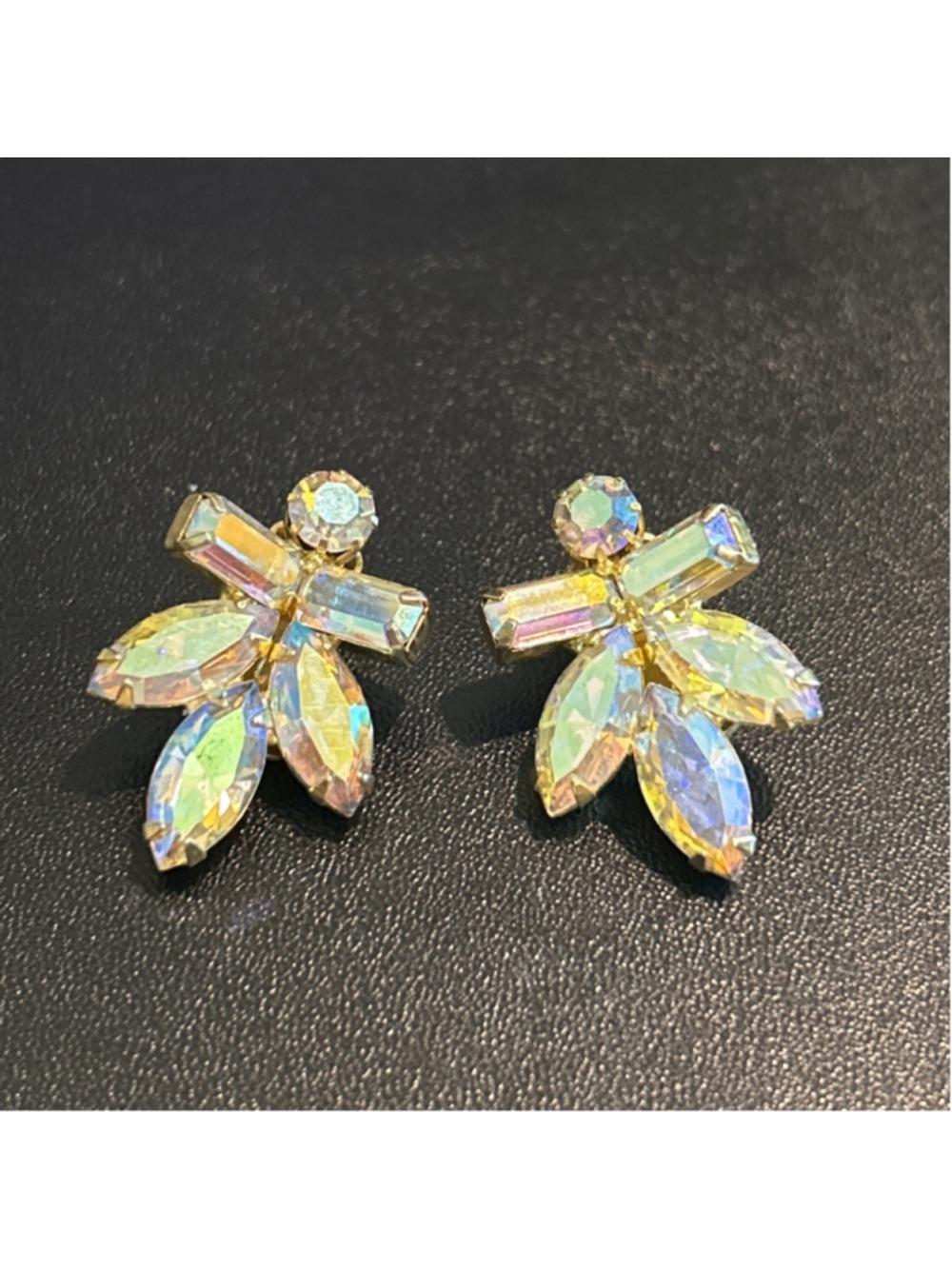 Women's Weiss Gold Tone Iridescent Crystal Clip-On Earrings One Size